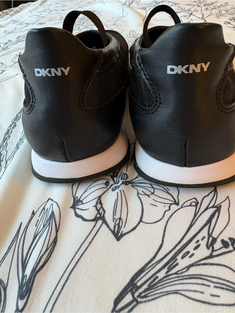 DKNY Black Slip-On Mary Jane Flats with Elastic Strap